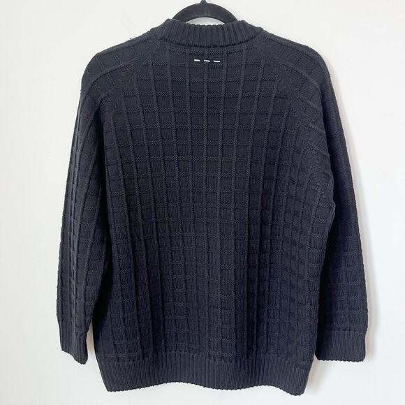 Son of a Tailor Check Knit Sweater Custom Black 3D Knit Merino Wool Classic - Picture 6 of 12